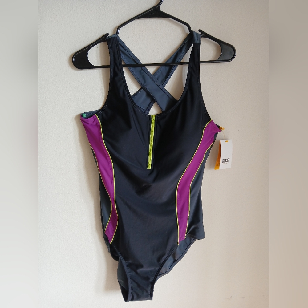 NWT Everlast Sport Swim One Piece Zip Size 12